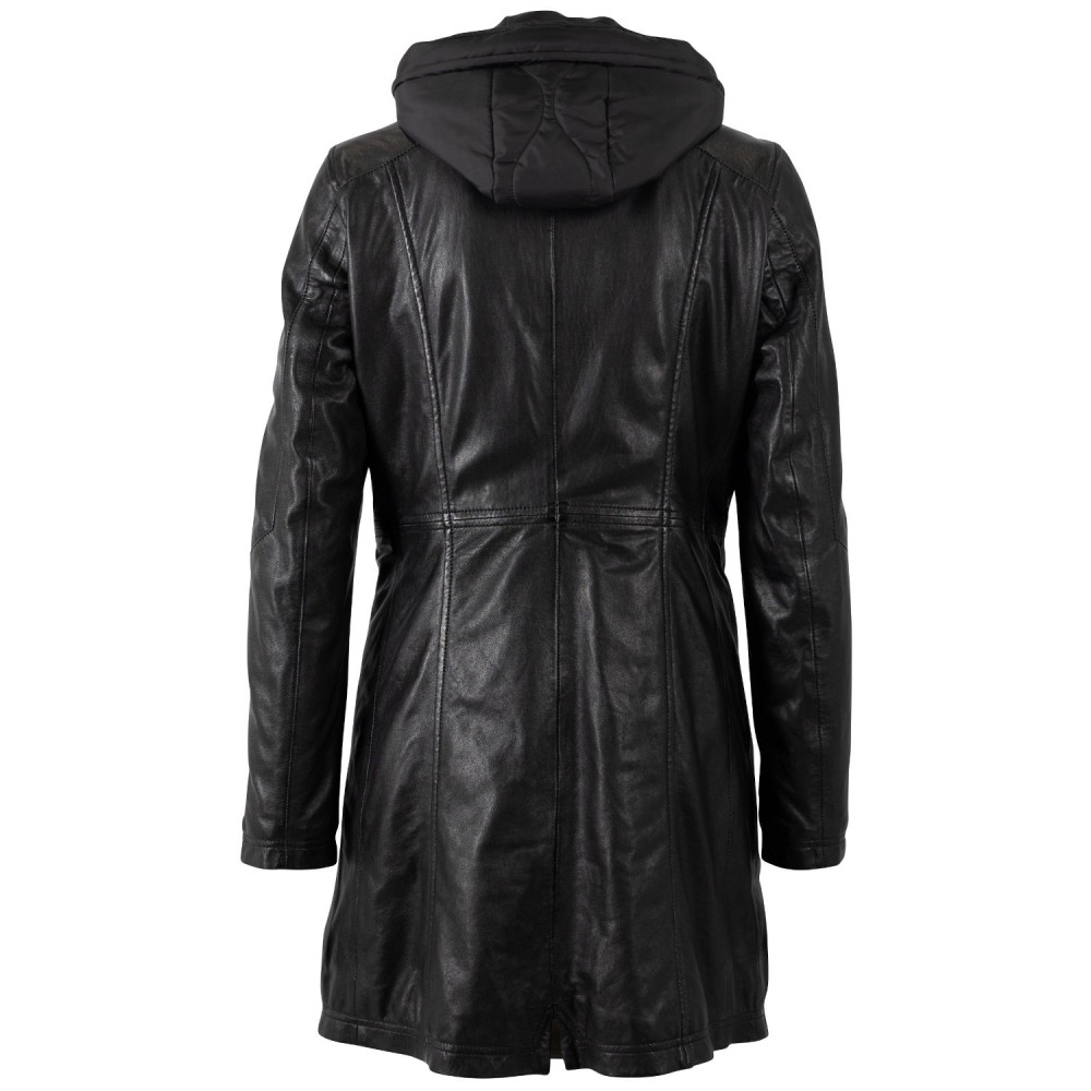 Geaca Lunga de Piele Dama Mauritius Neagra MWMilene