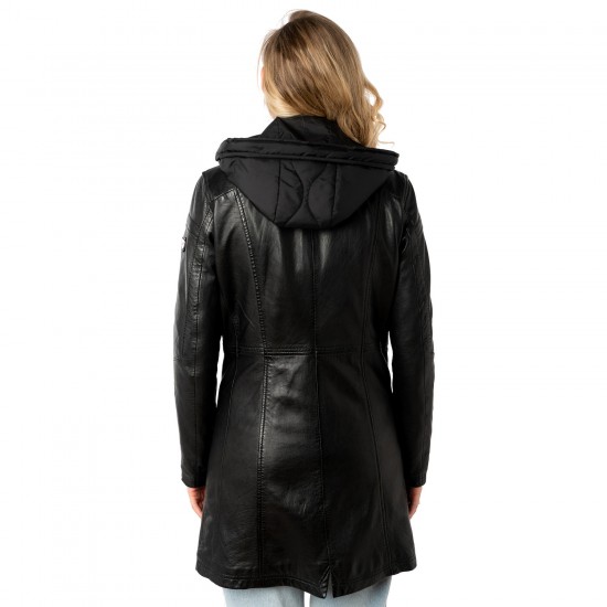 Geaca Lunga de Piele Dama Mauritius Neagra MWMilene