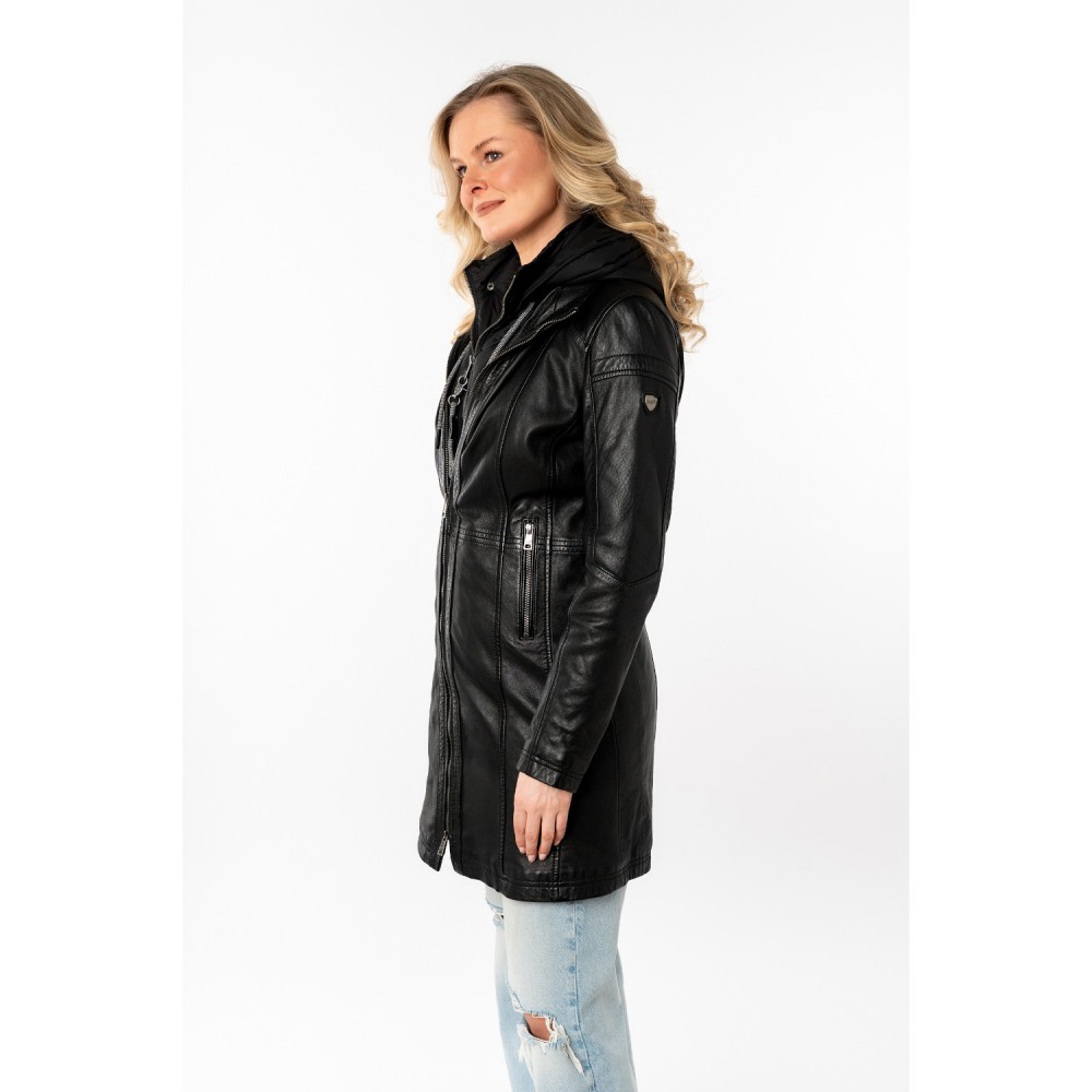 Geaca Lunga de Piele Dama Mauritius Neagra MWMilene