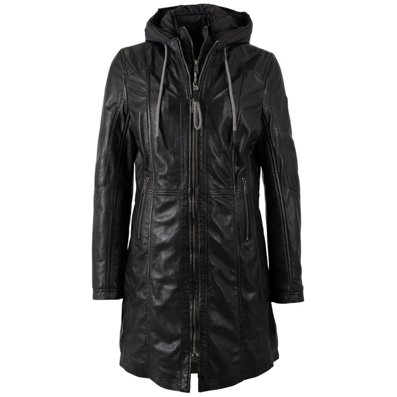 Geaca Lunga de Piele Dama Mauritius Neagra MWMilene – Geci de Piele