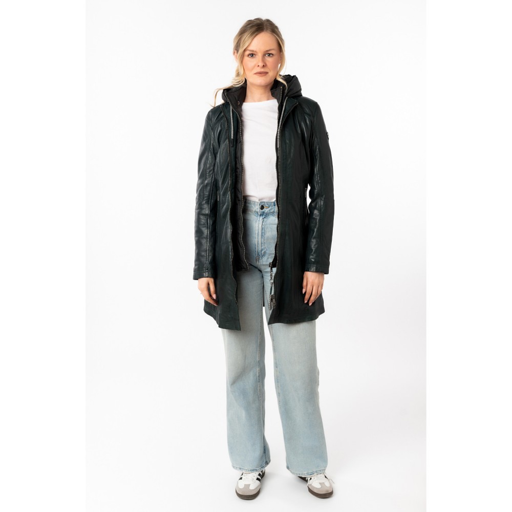 Geaca Lunga de Piele Dama Mauritius Verde Inchis MWMilene