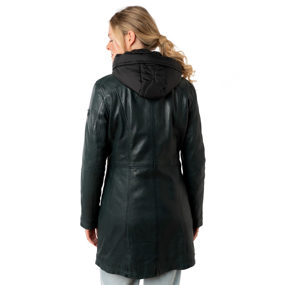 Geaca Lunga de Piele Dama Mauritius Verde Inchis MWMilene