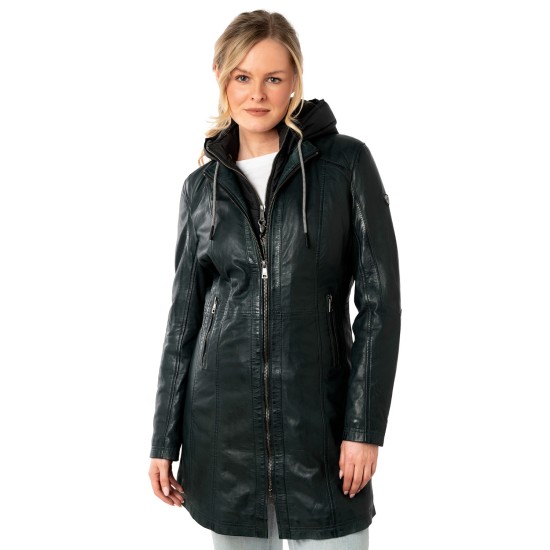 Geaca Lunga de Piele Dama Mauritius Verde Inchis MWMilene