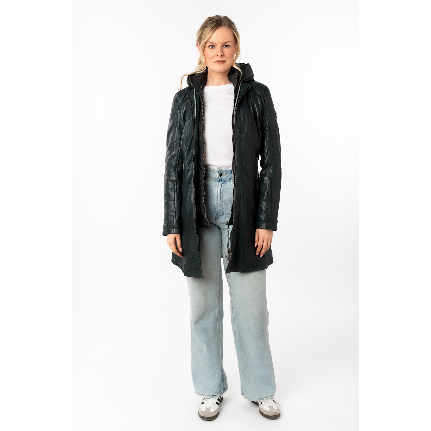 Geaca Lunga de Piele Dama Mauritius Verde Inchis MWMilene – Geci de Piele