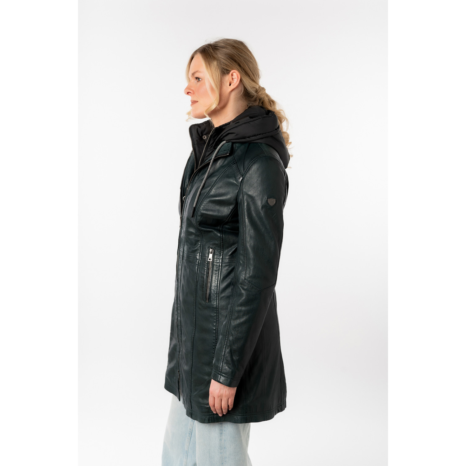 Geaca Lunga de Piele Dama Mauritius Verde Inchis MWMilene – Geci de Piele