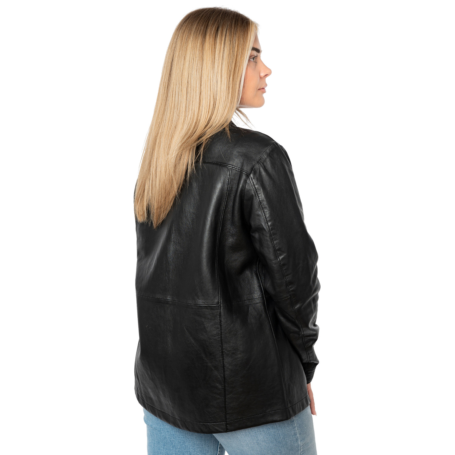 Cămașă lungă de piele damă neagră Mauritius MWNadya croială oversize