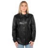 Cămașă lungă de piele damă neagră Mauritius MWNadya croială oversize