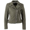 geaca piele naturala dama mauritius olive mwnalani biker vintage fara buzunar piept