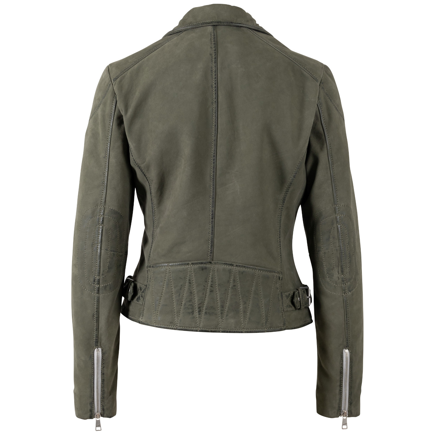 geaca piele naturala dama mauritius olive mwnalani biker vintage fara buzunar piept