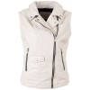 Vestă de Piele Damă Mauritius MWNalia Alb Murdar Slim Fit Stil Biker