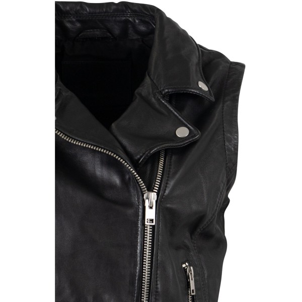 Vestă de Piele Damă Mauritius MWNalia Neagră Slim Fit Stil Biker — fotografia 3