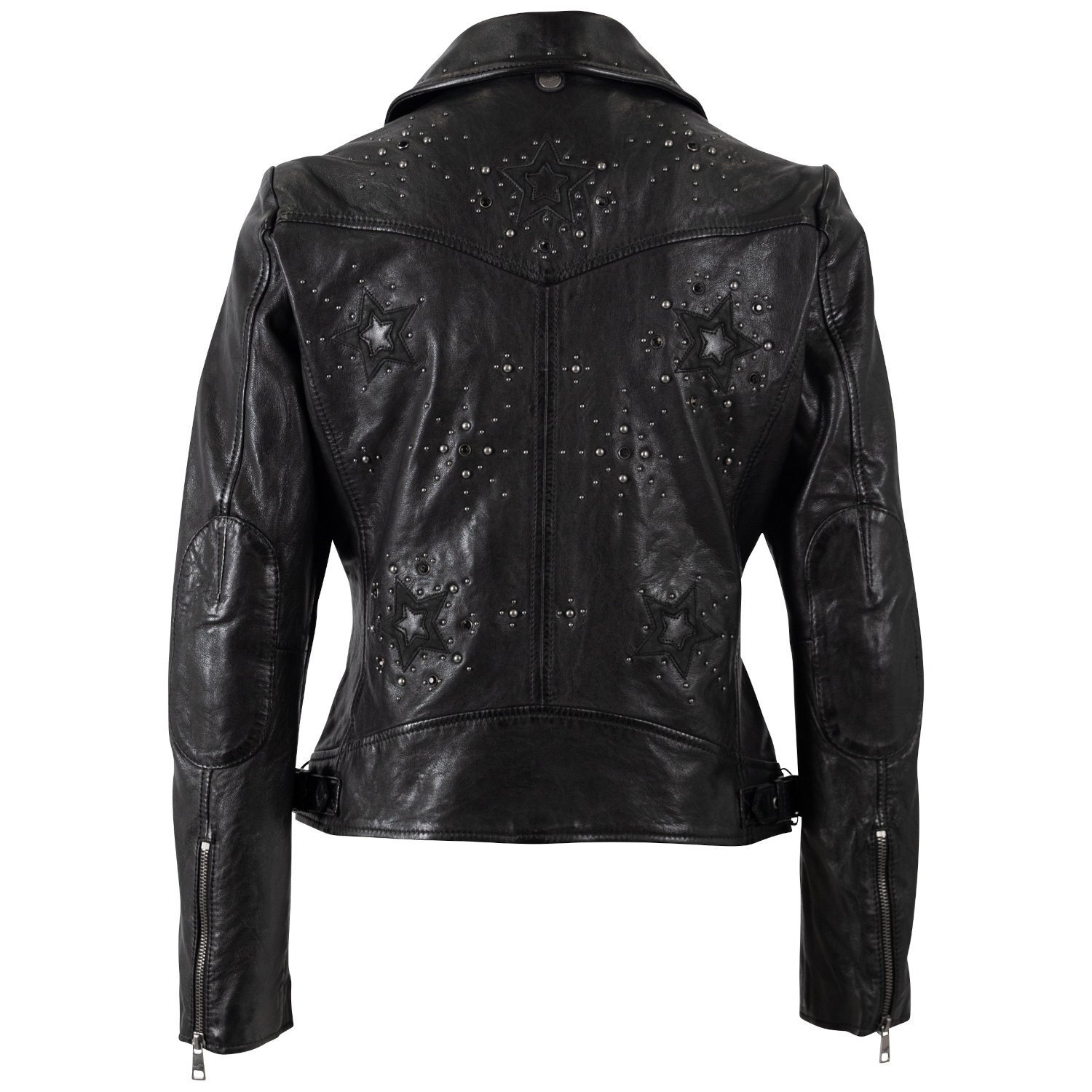 Geacă de Piele Damă Mauritius MWNOELLE Neagră – Model Biker cu Nituri geaca piele dama mauritius neagra mwnoelle fermoar asimetric nituri decorative