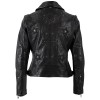 Geacă de Piele Damă Mauritius MWNOELLE Neagră – Model Biker cu Nituri geaca piele dama mauritius neagra mwnoelle fermoar asimetric nituri decorative
