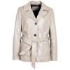 Geaca Lunga de Piele Dama Mauritius Alb Ivoriu MWOlvia - readytowear.ro