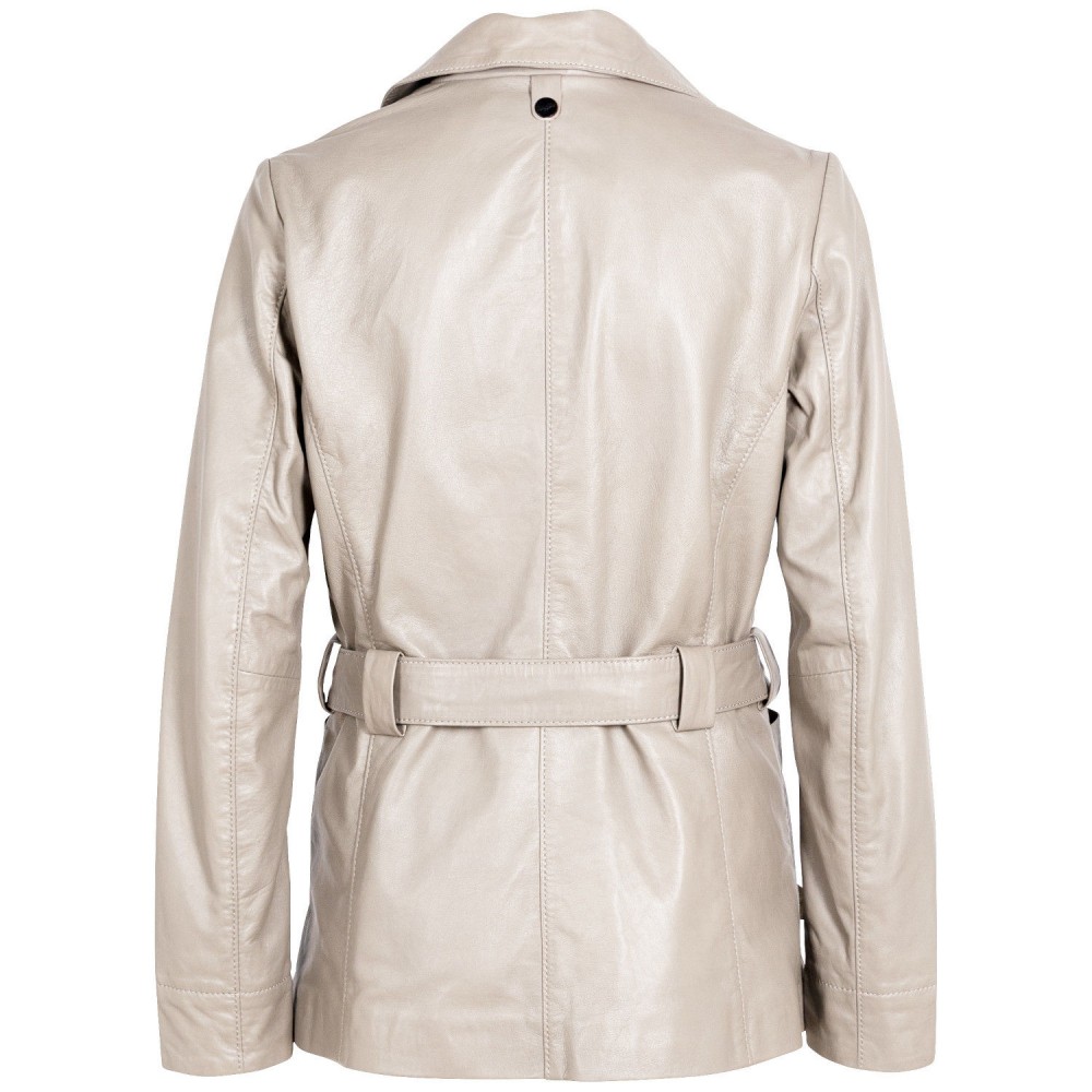 Geaca Lunga de Piele Dama Mauritius Alb Ivoriu MWOlvia