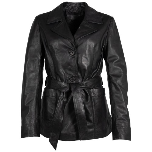 Geaca Lunga de Piele Dama Mauritius Neagra MWOlvia