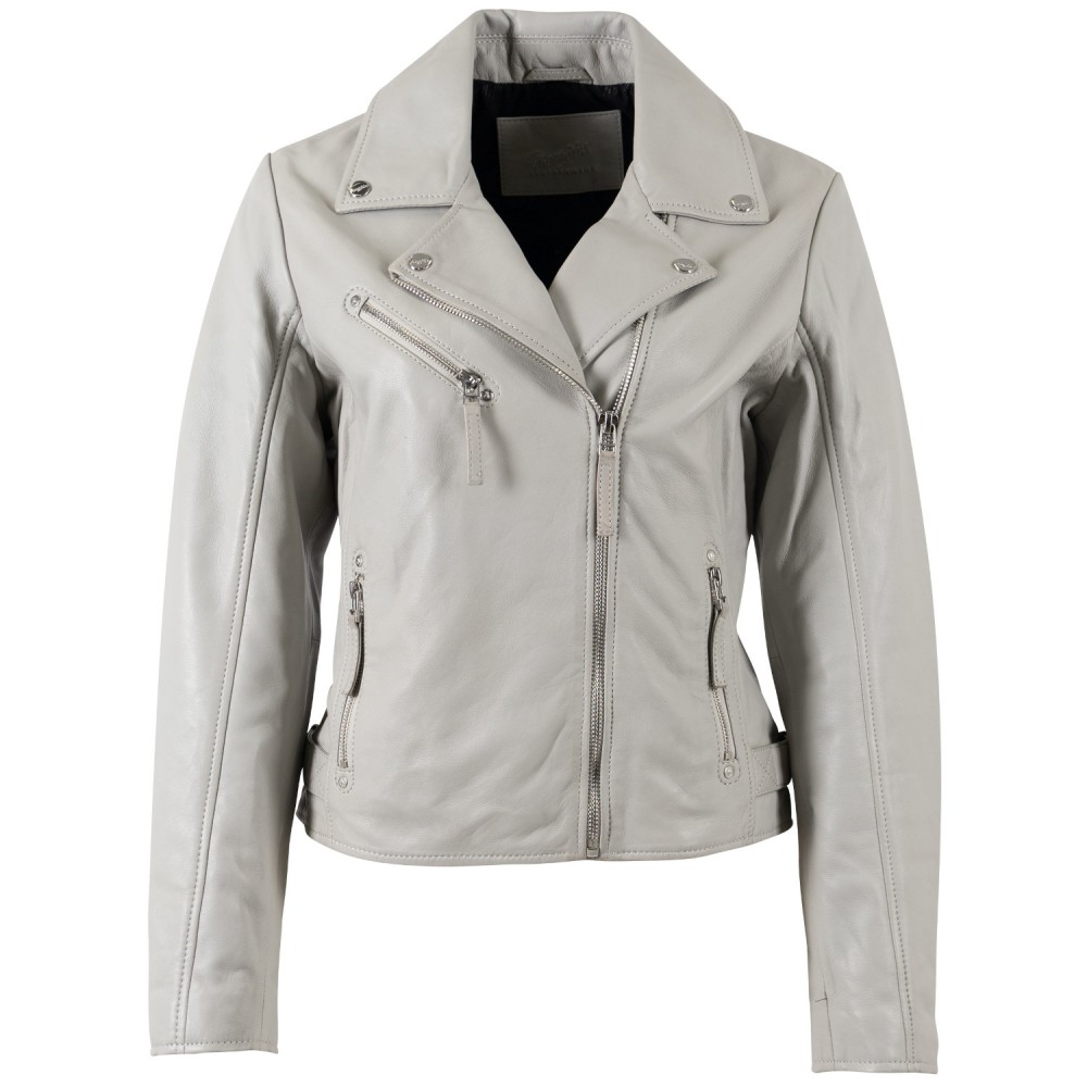 Geaca de Piele Dama Mauritius Gri Argintiu MWPasja