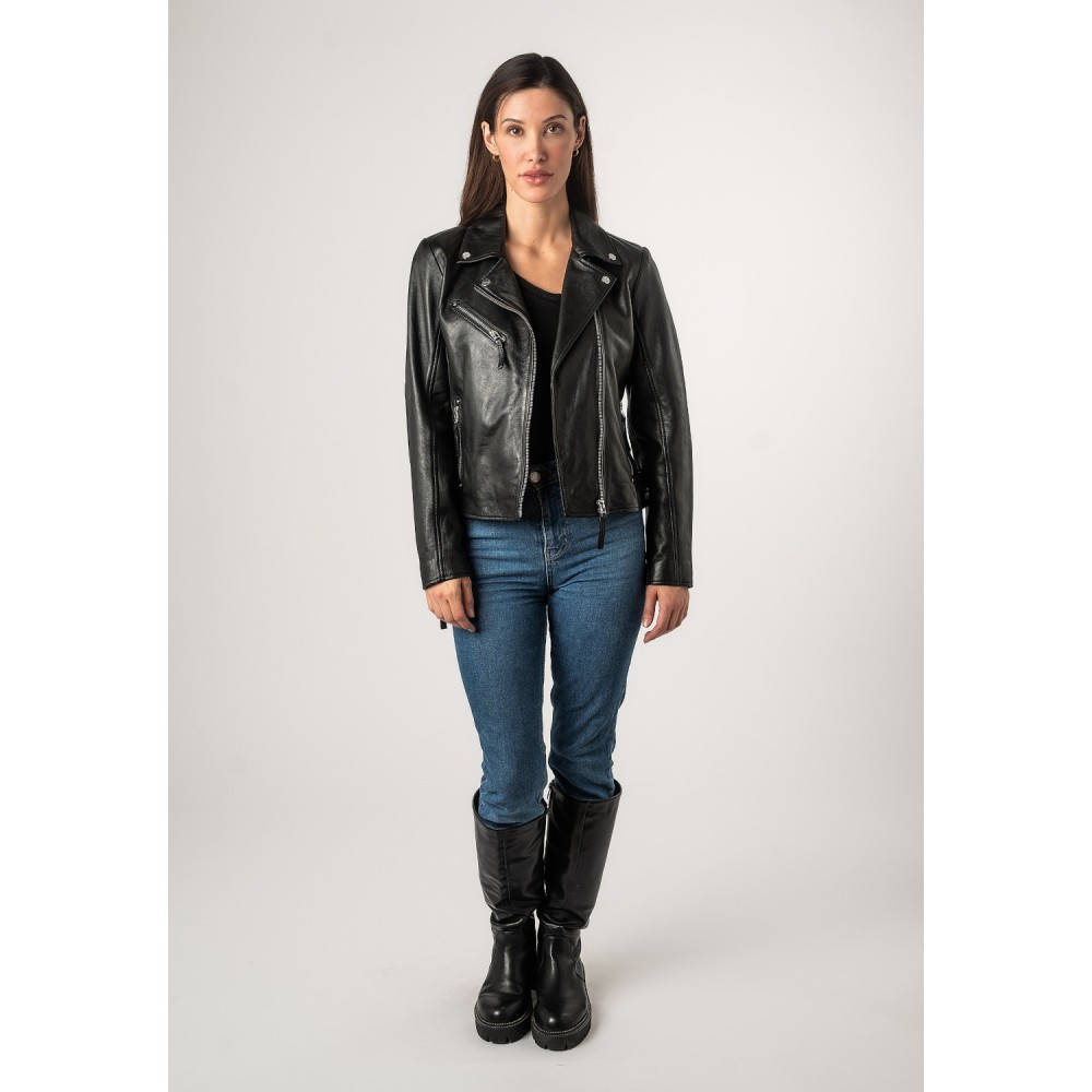 Geaca de Piele Dama Mauritius Neagra MWPasja - readytowear