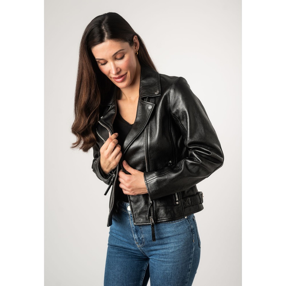 Geaca de Piele Dama Mauritius Neagra MWPasja - readytowear