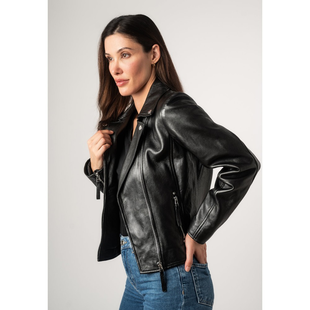 Geaca de Piele Dama Mauritius Neagra MWPasja - readytowear