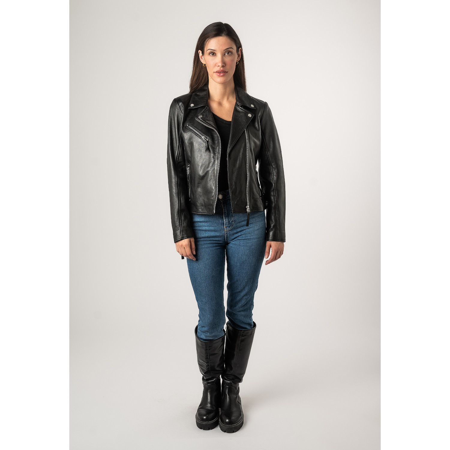 Geaca de Piele Dama Mauritius Neagra MWPasja – Geci de Piele