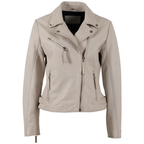 Geaca de Piele Dama Mauritius Alb Ivoriu MWPasja