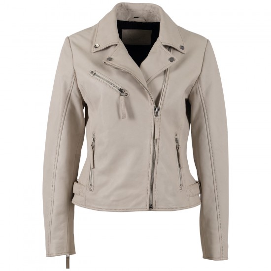 Geaca de Piele Dama Mauritius Alb Ivoriu MWPasja