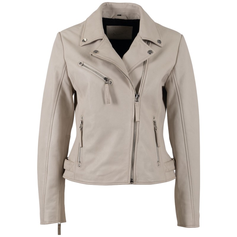 Geaca de Piele Dama Mauritius Alb Ivoriu MWPasja – Geci de Piele