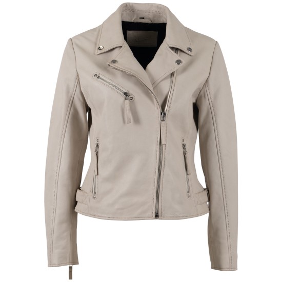 Geaca de Piele Dama Mauritius Alb Ivoriu MWPasja