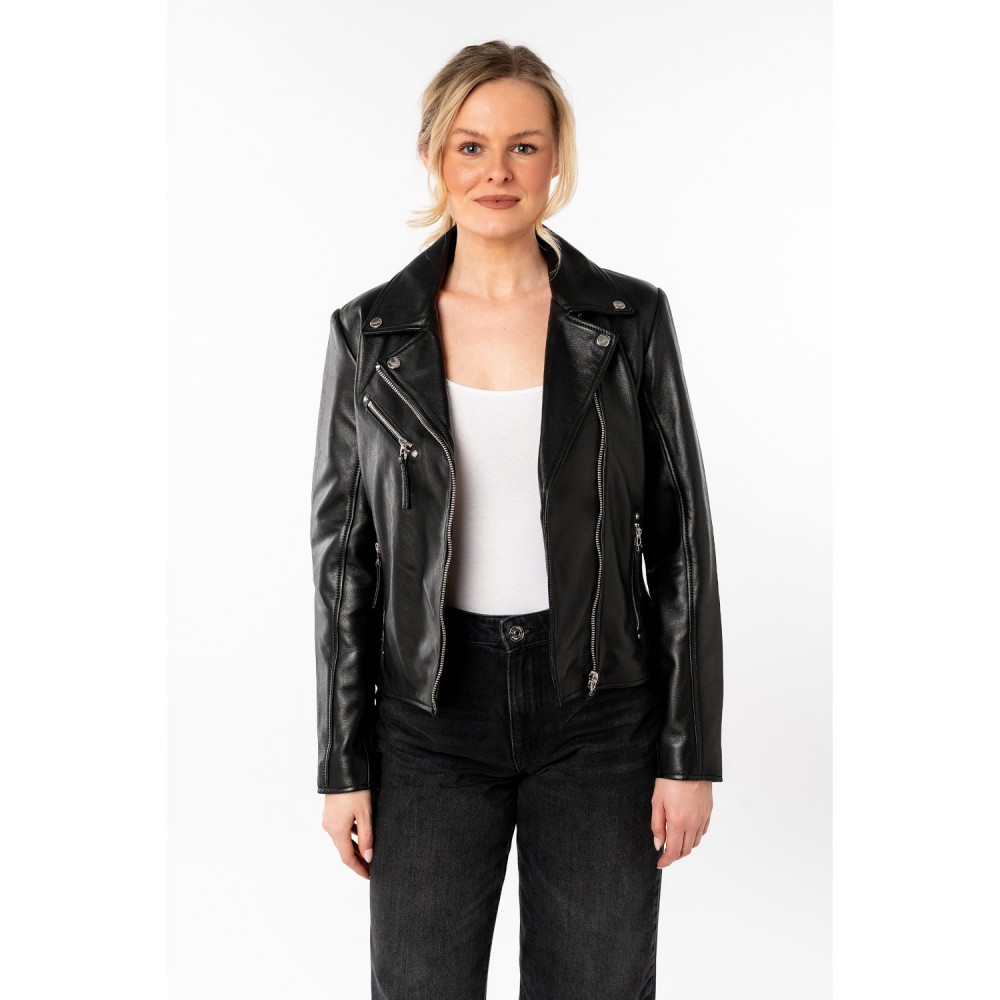 Geaca de Piele Dama Mauritius Neagra MWPasja - readytowear