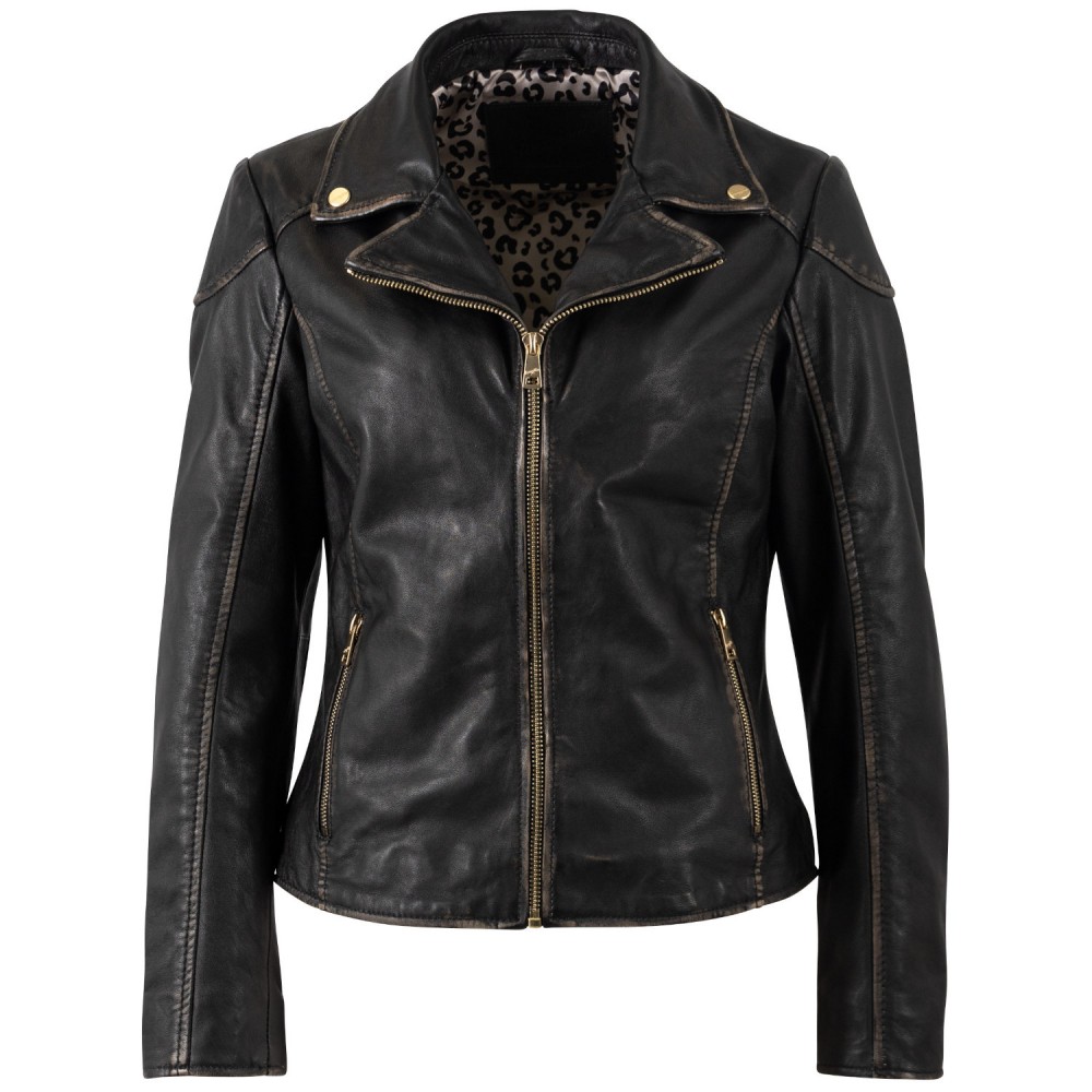 Geaca de Piele Dama Mauritius Negru/Bej MWPeetho