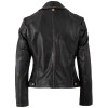 Mauritius MWPeetho – Geacă piele damă negru vintage cu accente aurii Geacă de piele damă negru bej Mauritius MWPeetho biker vintage cu fermoar auriu