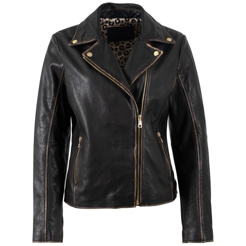 Geaca de Piele Dama Mauritius Negru/Bej MWPejah