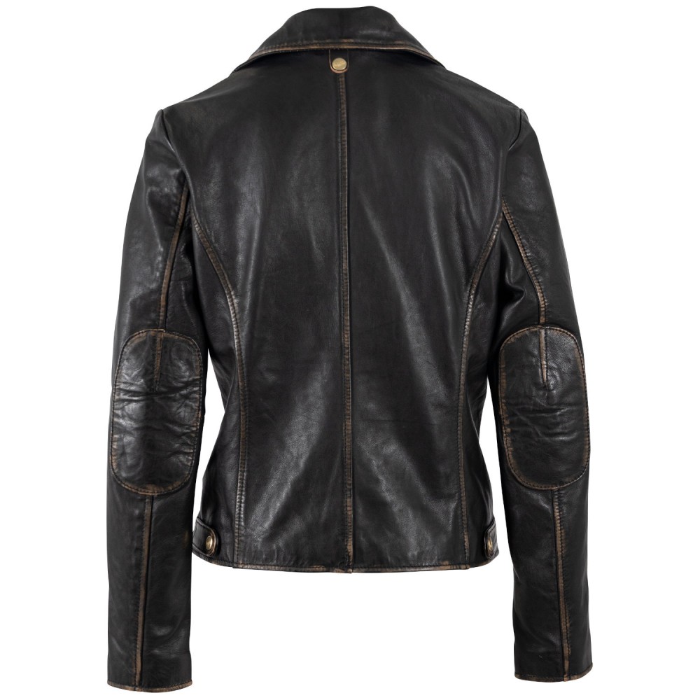 Geaca de Piele Dama Mauritius Negru/Bej MWPejah