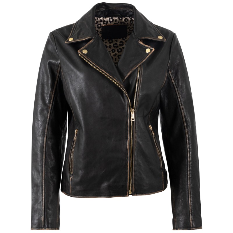 Geaca de Piele Dama Mauritius Negru/Bej MWPejah – Geci de Piele