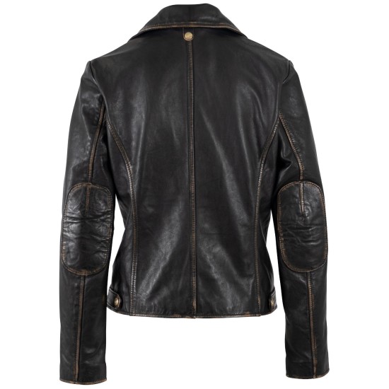 Geaca de Piele Dama Mauritius Negru/Bej MWPejah