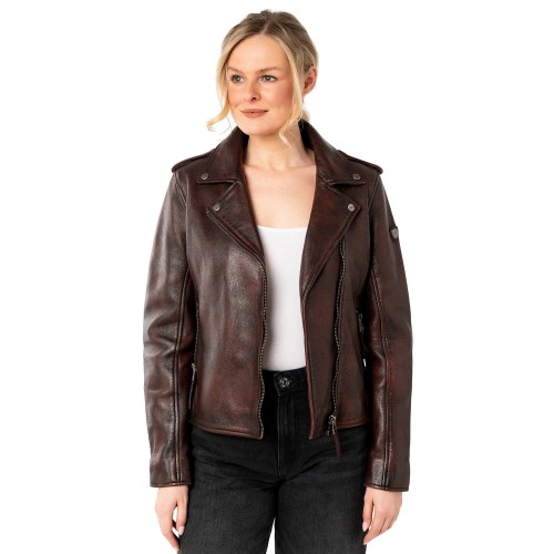 Geaca de Piele Dama Mauritius Visiniu Vintage MWPhoebe