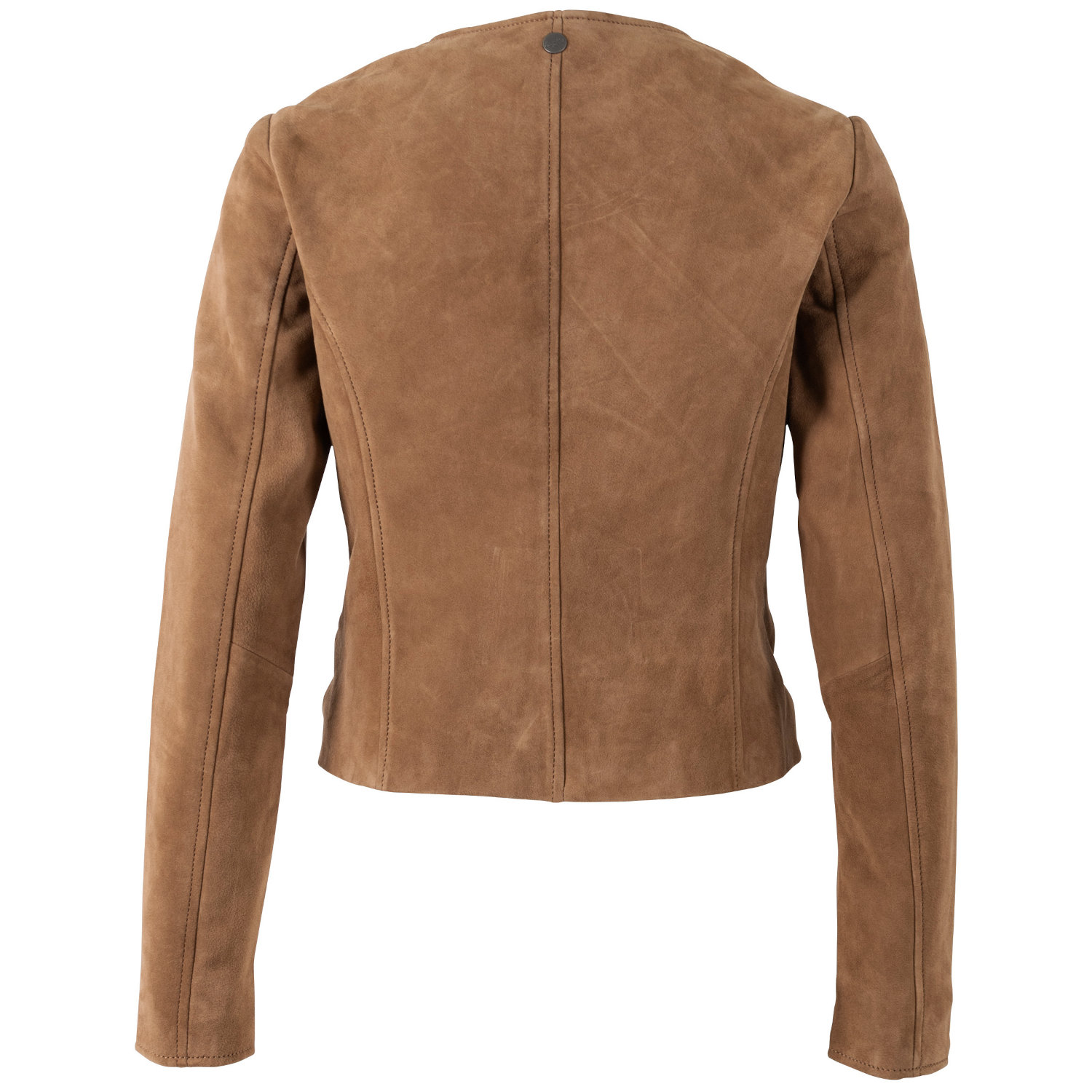 Geacă scurtă de piele damă camel închis Mauritius MWQuynn stil bolero