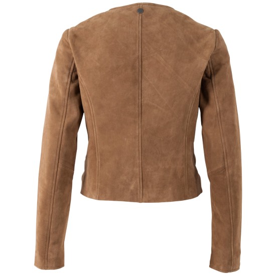 Geaca Scurta de Piele Dama Mauritius Camel Inchis MWQuynn