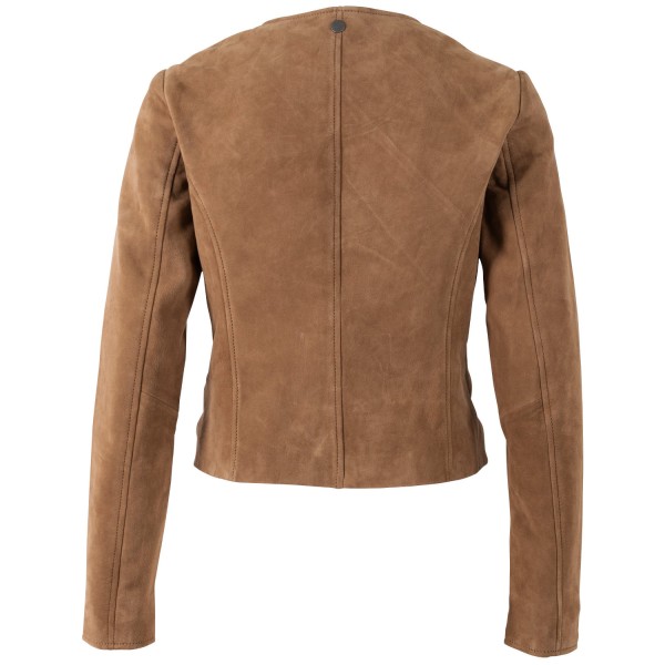 Geaca Scurta de Piele Dama Mauritius Camel Inchis MWQuynn