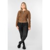 Mauritius MWQuynn - Geacă Piele Dama Scurtă Camel Închis - Bolero Elegant Modern Geacă scurtă de piele damă camel închis Mauritius MWQuynn stil bolero