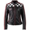 Geacă de piele damă Mauritius MWRena neagră slim fit stil biker racing