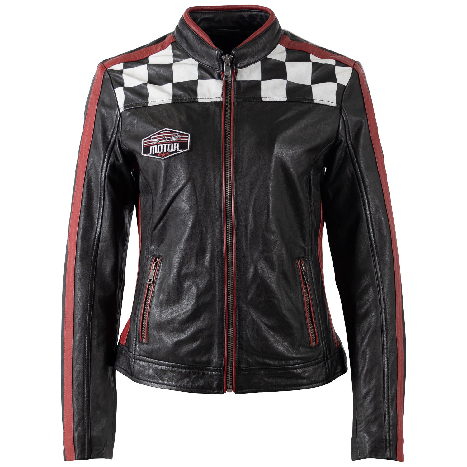 Mauritius MWRena - geacă de piele damă neagră slim fit - stil biker racing Geacă de piele damă Mauritius MWRena neagră slim fit stil biker racing