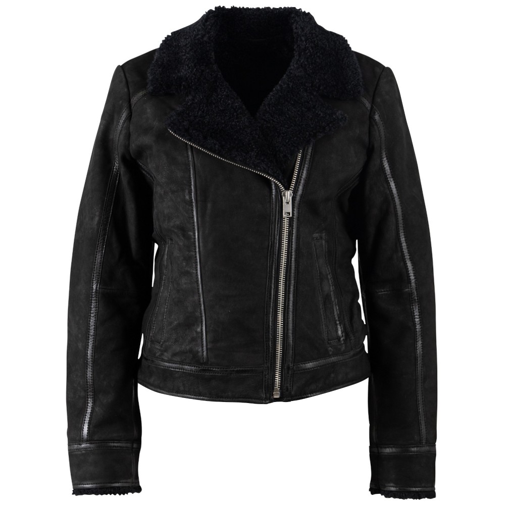 Geaca de Iarna din Piele Dama Mauritius Neagra MWRila - readytowear