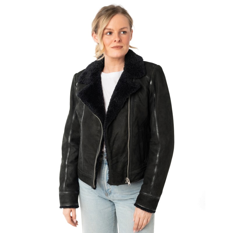 Geaca de Iarna din Piele Dama Mauritius Neagra MWRila – Geci de Iarna Geaca de Iarna din Piele Dama Mauritius Neagra MWRila – Geci de Iarna