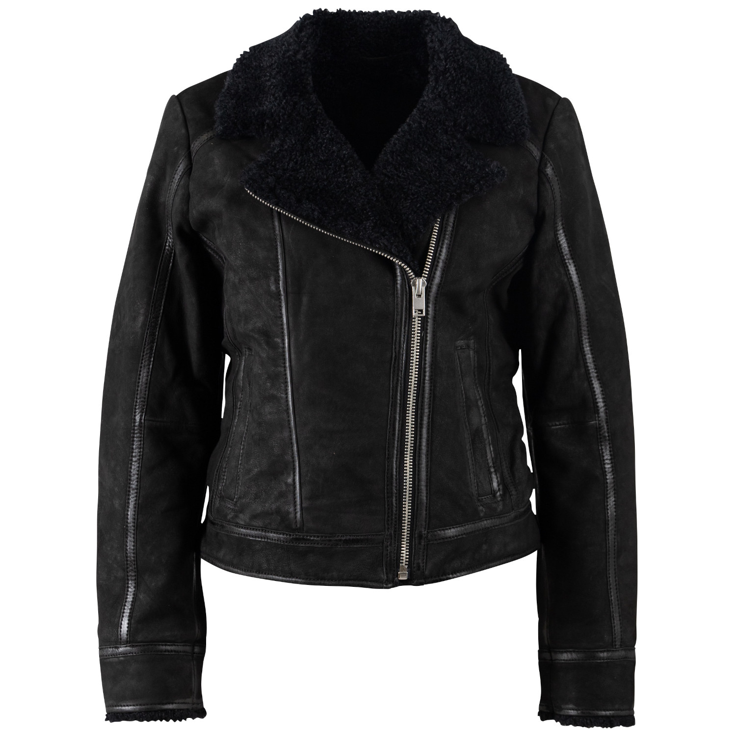 Geaca de Iarna din Piele Dama Mauritius Neagra MWRila – STOC