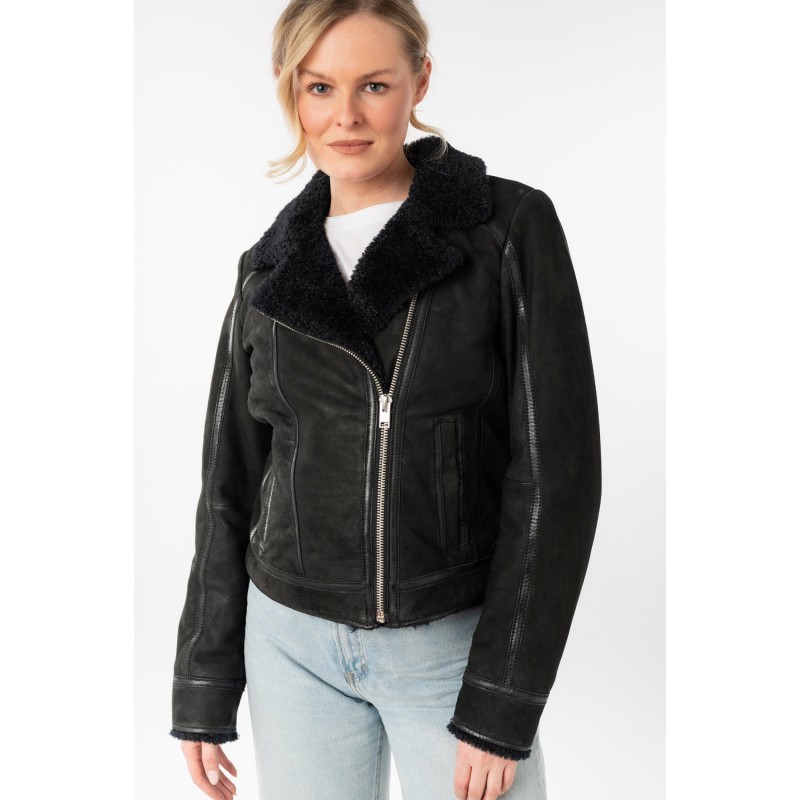 Geaca de Iarna din Piele Dama Mauritius Neagra MWRila – Geci de Iarna Geaca de Iarna din Piele Dama Mauritius Neagra MWRila – Geci de Iarna