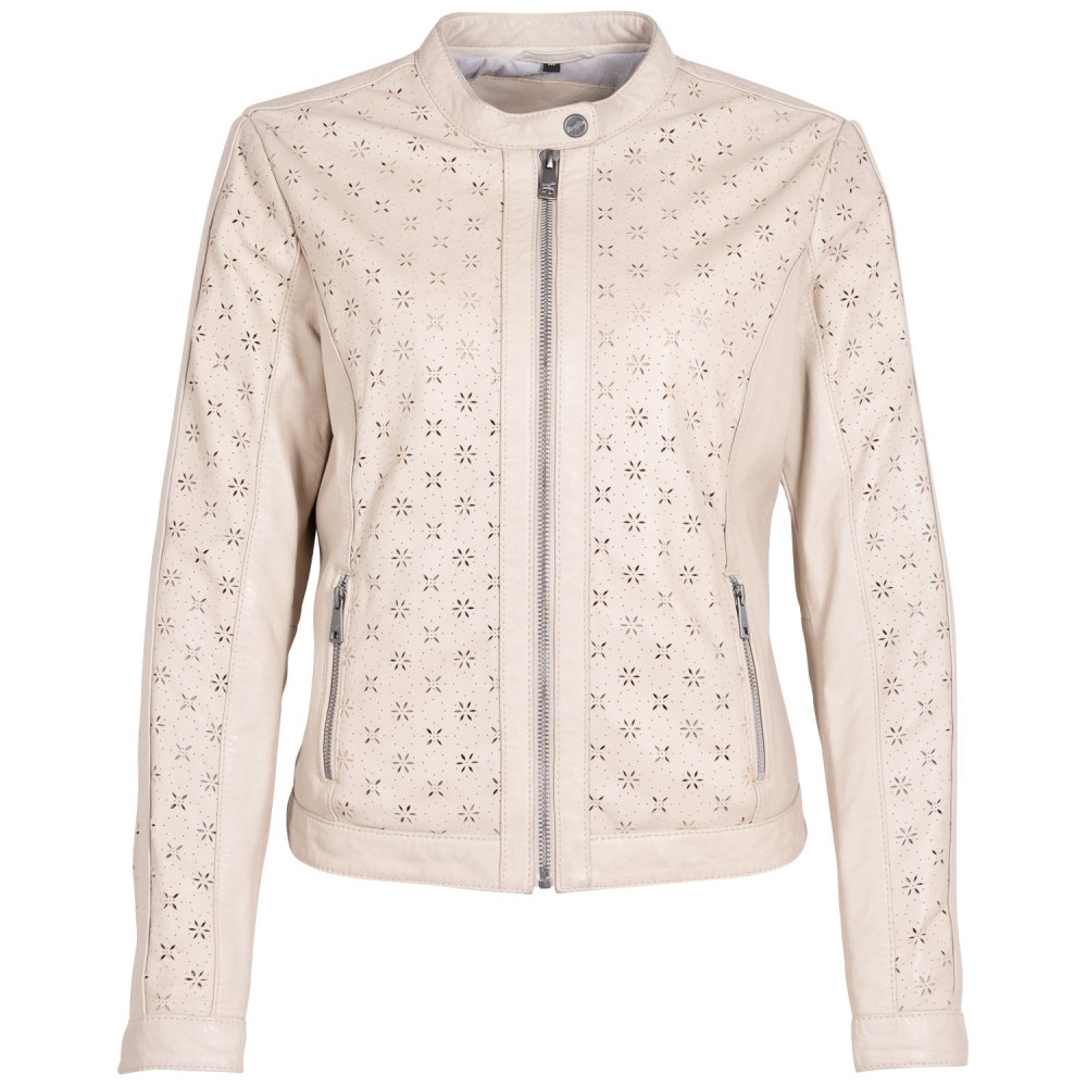 Geaca de Piele Dama Mauritius Alb Ivoriu MWRosely - readytowear.ro