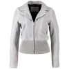 Geacă de Piele Damă Mauritius MWSeniva Gri Argintiu Slim Fit Stil Biker