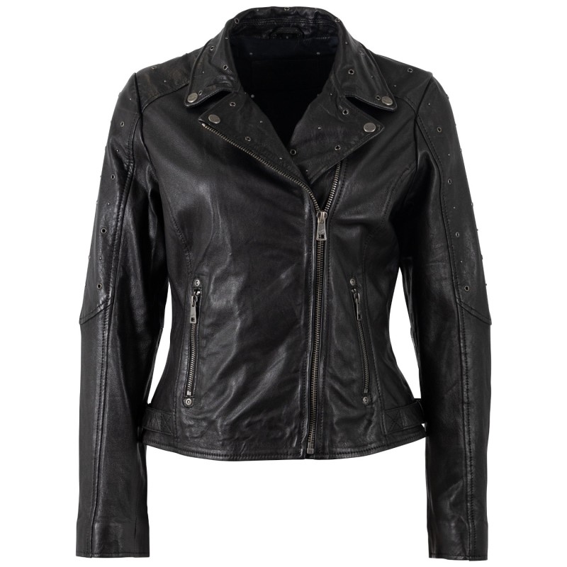 Geaca de Piele Dama Mauritius Neagra MWSharli – Geci de Piele